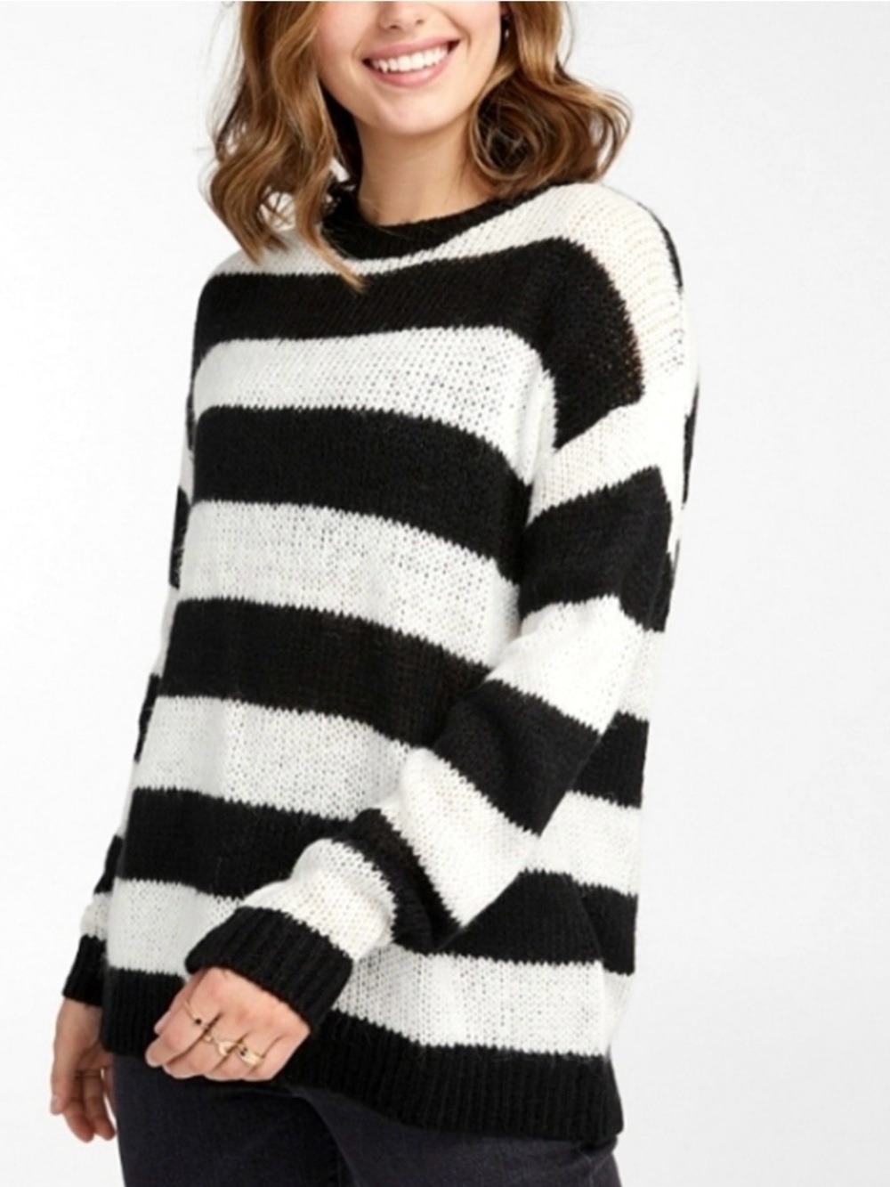 Caslon/ Black & White Striped Crewneck Sweater - 136 Hanger